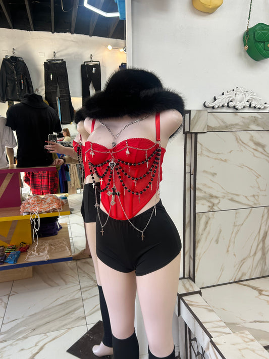 Red Gothic Chain Corset