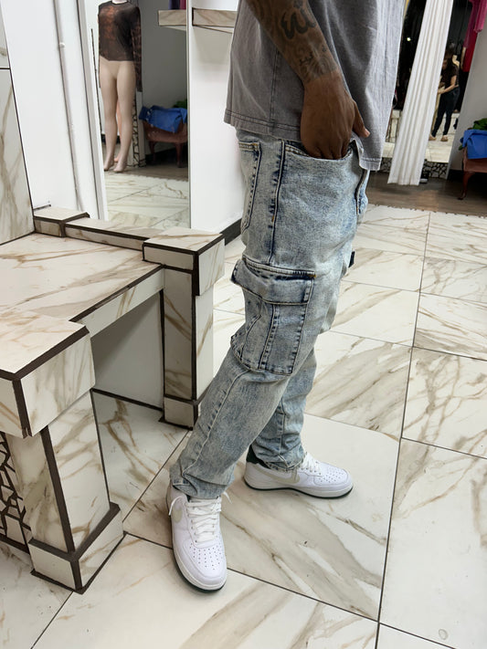 Men Blue Jean Pocket Pants