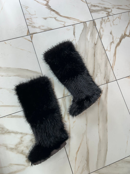 Faux Fur Boots Knee Length