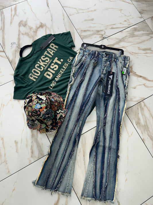 Midnight Stitched Flare Jeans
